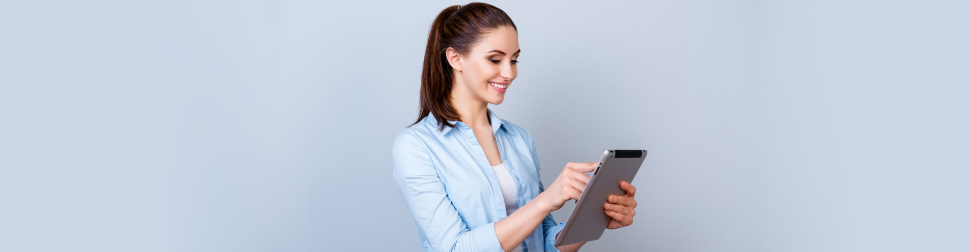 a woman on a tablet