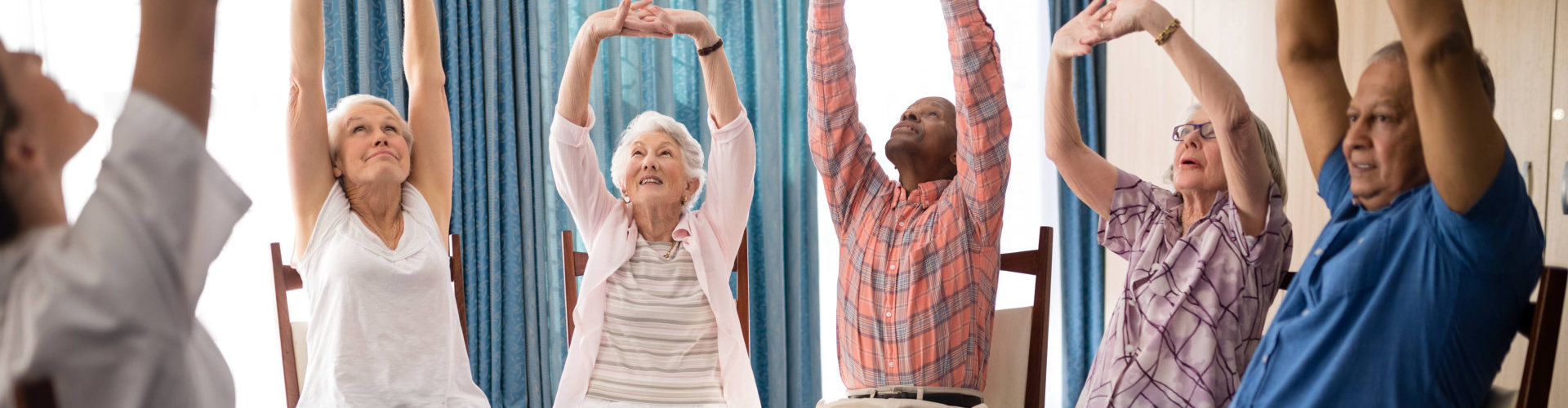 elderly people stretching